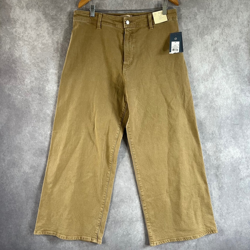 Universal Thread Sailor Wide Leg Pants‎ Women 14 Tan High Rise Relaxed Thigh NEW